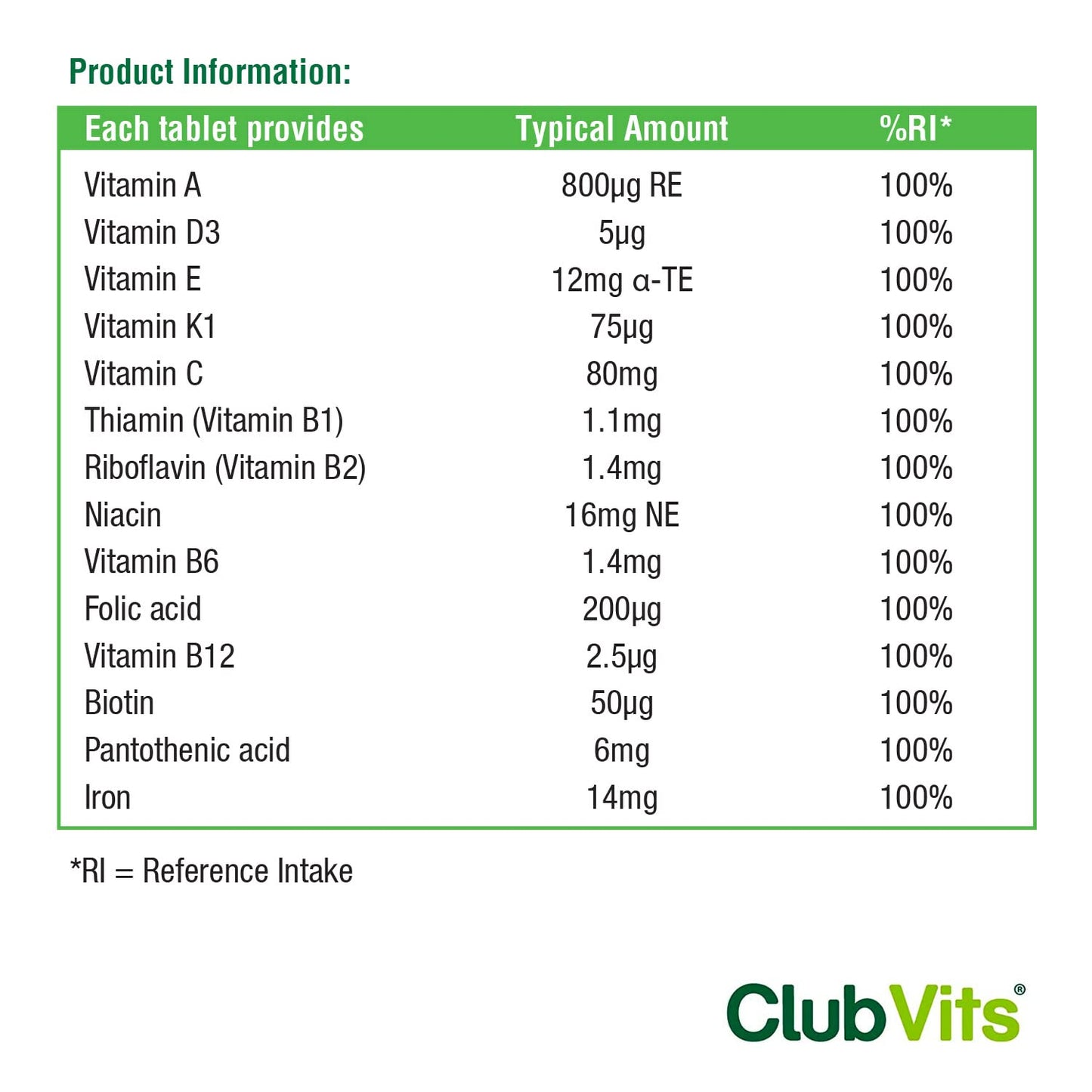 Club Vits Multivitamin & Iron 360 Tablets | One A Day Formulation for Men Or Women | UK Manufactured | Immune Defence: Vitamin C D & B6 Supports Immune System