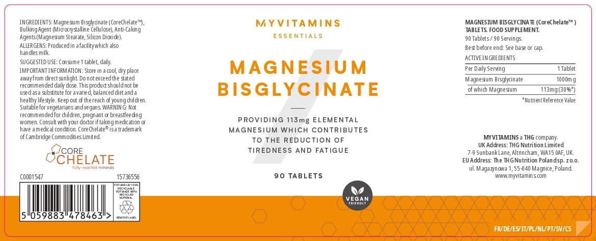 Myvitamins Magnesium Bisglycinate Tablets 90 Servings