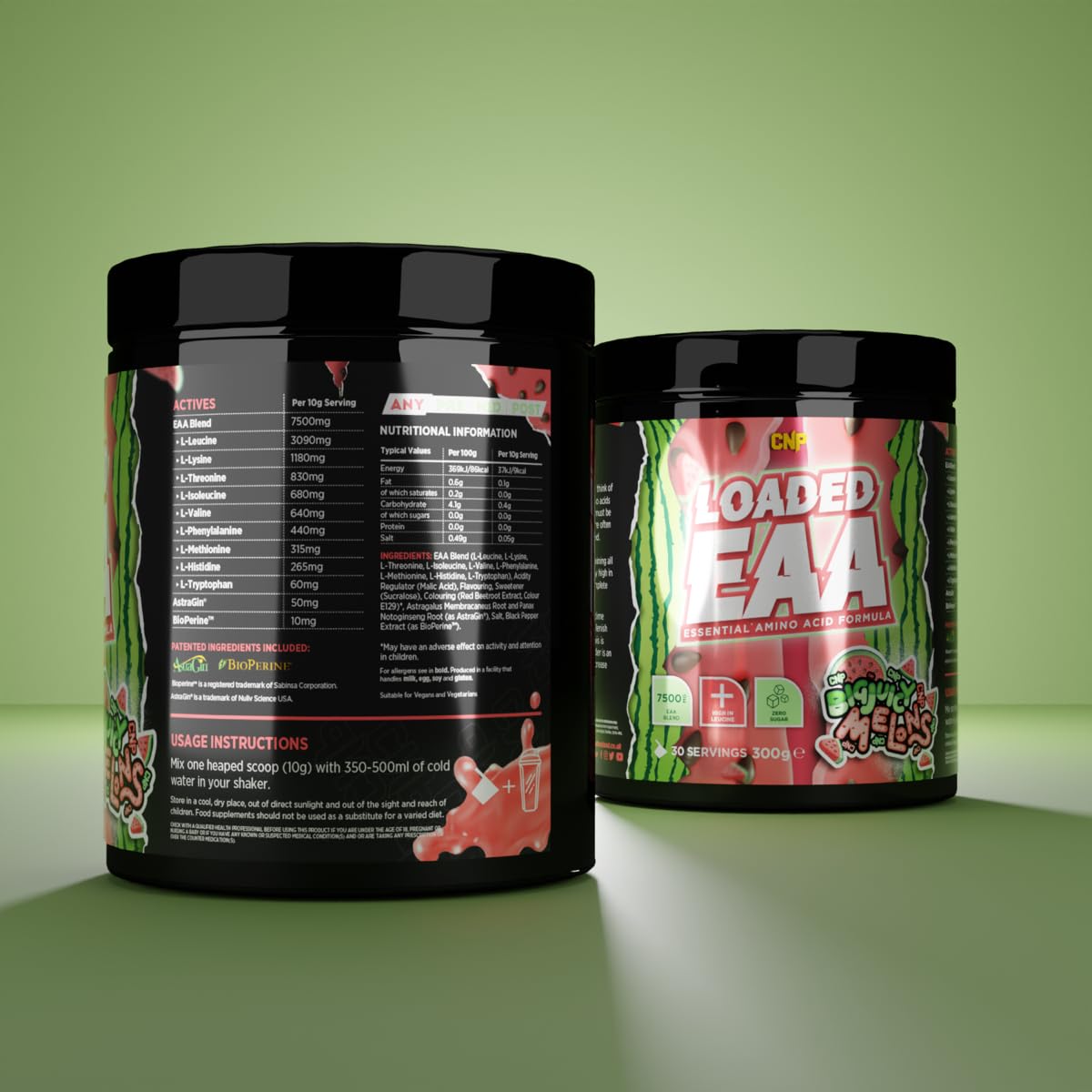 CNP Professional Loaded EAAs, Essential Amino Acids, BCAAs, Muscle Repair & Recovery Powder, 300g / 100g and 30/10 Servings, 9 Delicious Flavours (Big Juicy Melons, 300g)