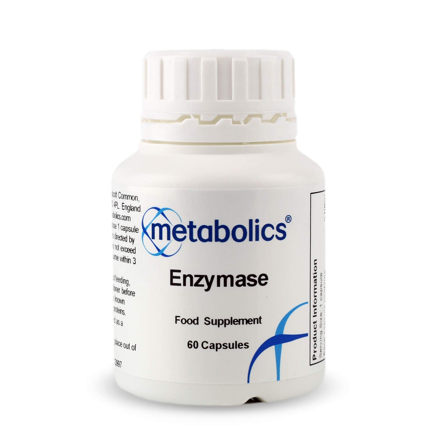 Enzymase by Metabolics | Enzyme Complex Capsules | Enzyme Blend Containing 7 Active Digestive Enzymes - Additive Free Enzyme Supplement
