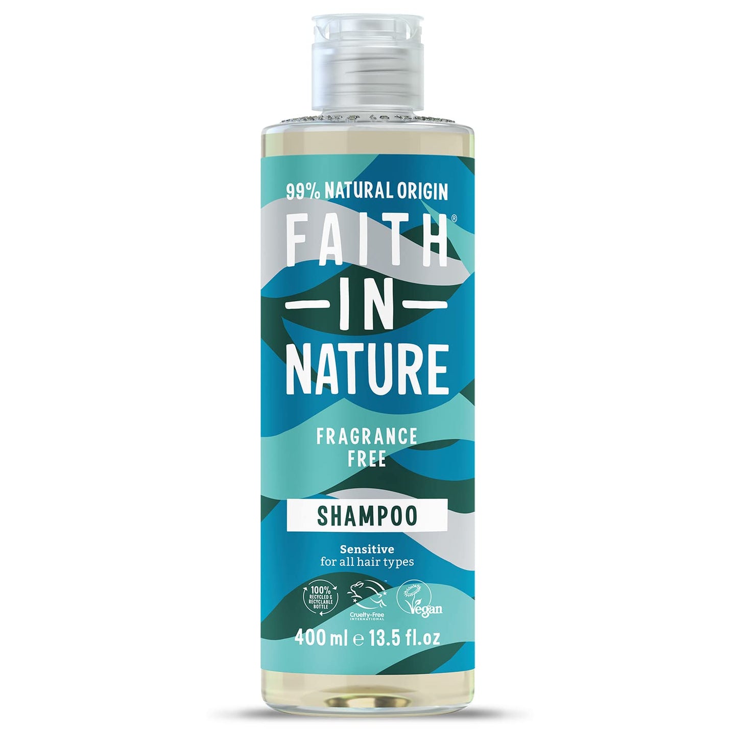 FAITH IN NATURE Faith In Nature Natural Fragrance Free Shampoo, Sensitive, Vegan & Cruelty Free, No SLS or Parabens, for All Hair Types, 400ml