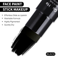 Go Ho Water Based Black Face Paint Stick Washable (1.06 Oz),Non-toxic Cream Body Paint,Full-coverage Black Face Paint Makeup Stick for Theater Halloween SFX Cosplay