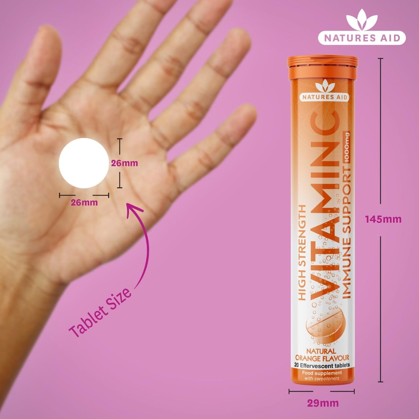 Natures Aid Aid 1000mg Vitamin C Effervescent - Pack of 20 Tablets