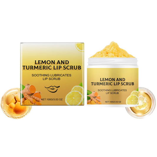 Boxiatil Natural Turmeric Lemon Lip Scrub for Dark Lips, Lemon Lip Exfoliator, Scrub & Nourish Sugar, Turmeric Balm, Fade Lip Lines, 100g (1pcs)