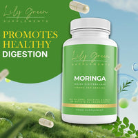 Lily Green Supplements Lily Green Organic Moringa Capsules | High Strength Pure Moringa Supplement | No Artificial Additives | 90 Vegan Capsules | Made in UK