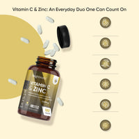 WeightWorld Vitamin C and Zinc Supplements - 6 Months Supply - 180 Tablets - 1 per Day - 1000mg L-Ascorbic Acid & 10mg Zinc Bisglycinate - Vegan-Friendly & Non-GMO - Vitamin C Tablets for Men & Women