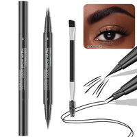 2-in-1 Double-ended Eye Brow Pencils with 2 Tips and Precise Brush Tip, Waterproof Last All-Day, Microblading Eyebrow Pen (Black)