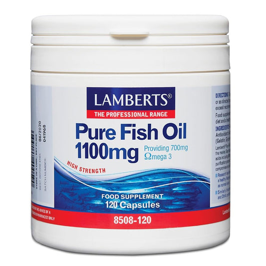 Lamberts Pure Fish Oil 1100mg – High Strength Omega 3 Supplement – 355mg EPA & 237mg DHA – 120 Capsules