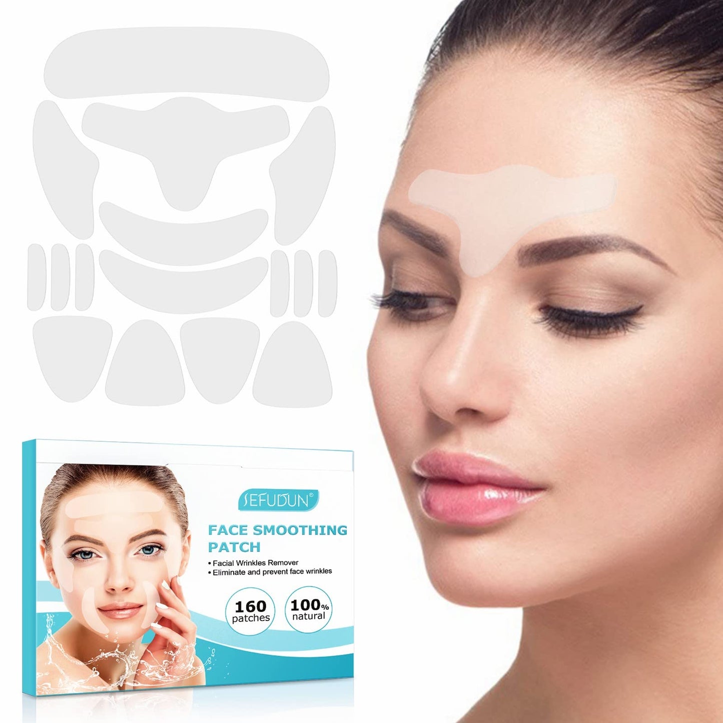 JSBNQRMZ Wrinkle Patches,160 Pieces Wrinkle Remover Strips,Pure Collagen Films Anti Wrinkle Facial Patches To Smooth Eye,Mouth,Forehead Wrinkles-Reduces Wrinkles,Nourishes And Moisturises Skin