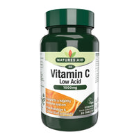 Natures Aid Vitamin C Low Acid with Rosehips and Citrus Bioflavonoid Tablets 1000mg Pack of 30