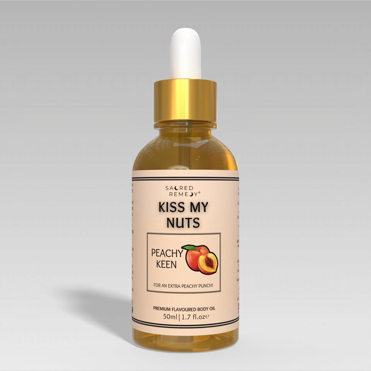 Kiss My Nuts Peachy Keen | Premium Moisturising Oil for Men. Get Smoother, Softer, Sweeter Skin & Prevent Chaffing. Non-Greasy Flavoured Formula for Ultimate Comfort [50ml]