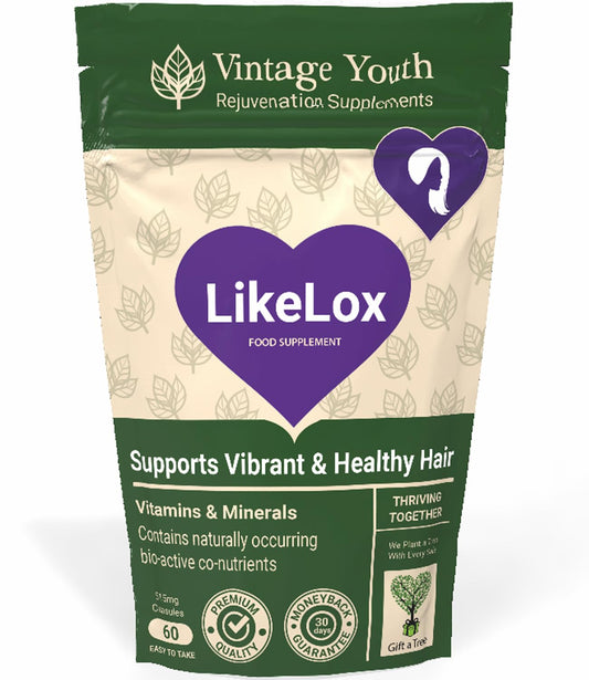 Vintage Youth LikeLox Premium Hair Care Supplement - Revitalises Hair, Strengthens Locks, Vitamins for Strong, Vibrant Hair
