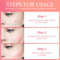 LOPHE 3 Pcs Liquid Blush for Cheeks, Soft Cream Liquid Blush Stick With Fine Glitter, Natural-Looking Face Cheek Tint Blush Makeup, Long Lasting Blendable Lightweight Moisturizing Beauty Makeup