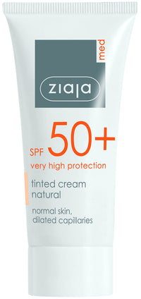Ziaja Med Spf 50+ Tinted Cream Natural/Normal Skin, Dilated Capillaries 50Ml