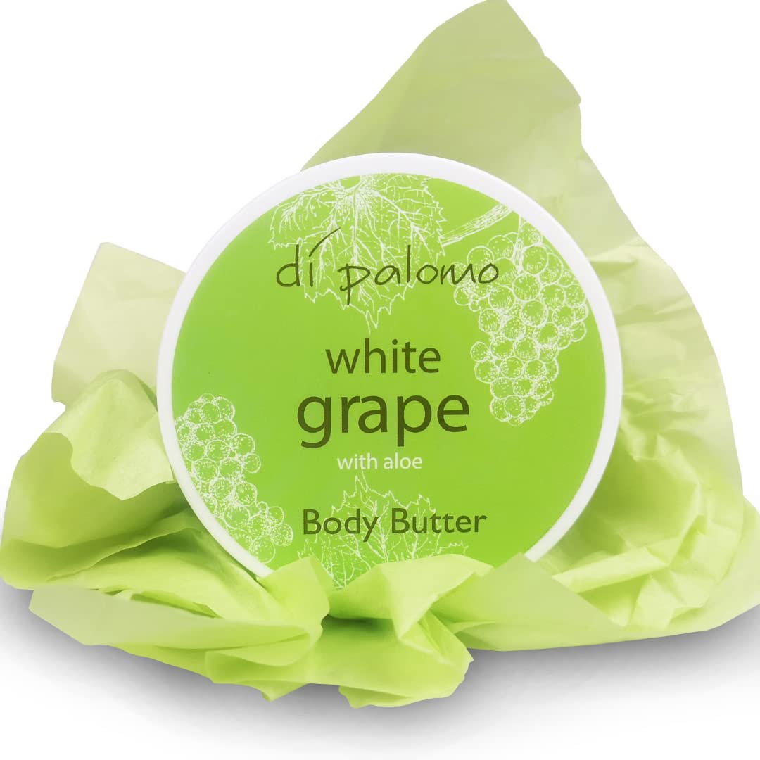 Di Palomo White Grape & Aloe Body Butter 200ml. Body Moisturiser & Body Lotion. Shea Butter Body Butter with Skin Care. Body Butter for Women & Body Moisturiser for Women. Vegan Gifts.