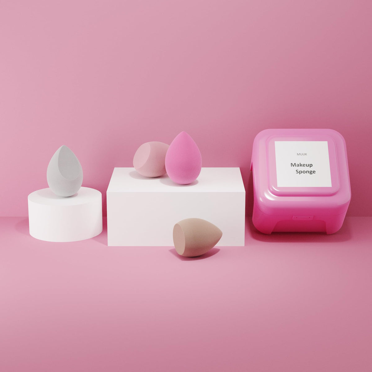 MUUK' SUPERFOODS MUUK Makeup Sponge Blender 4 Pack Foundation Sponge Latex Free Beauty Blender Applicator With Sponge Holder Case Ideal For Foundation, Powder and Cream