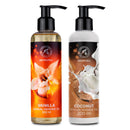 AROMATIKA trust the power of nature Sensual Massage Oil Vanilla & Coconut 2x200ml - Edible & Kissable Massage Oil - Blend of Almond and Grapeseed Oils - Coconut oil - Massage Body Oil - Relaxing Massage Oil - Aromatherapy Massage Oil