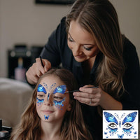 Dercylele 8Pcs Halloween Face Tattoo for Kids, Animal Tattoos Halloween Temporary Face Stickers Leopard Print Glitter Face Stickers Makeup Stickers Festival Party Stage Makeup (8Psc-kid tattoo)