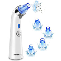 Senua Senelux Blackhead Remover Vacuum Pore Cleaner Acne Comedone Extractor Face Pore Vacuum Blackhead Remover Tool Facial Pore Cleanser with 5 Adjustable Suction Power and 4 Replacement Probes - Blue