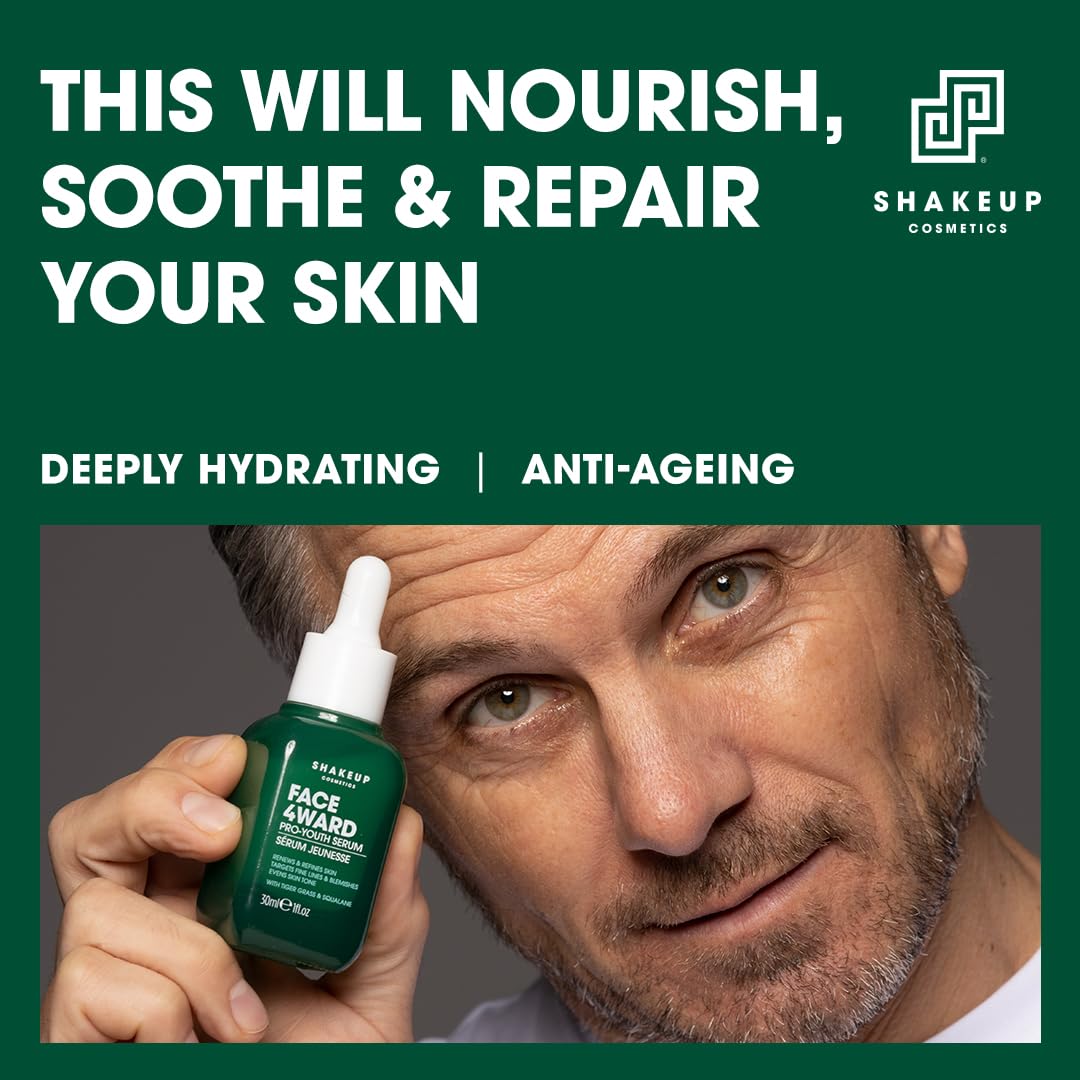 Shakeup Cosmetics Mens Anti Ageing Skincare Set - Eye Cream and Face Serum Gift Set for Men - Targets Wrinkles, Dark Circles and Fine Lines - Vegan Made in UK, Gift for Him