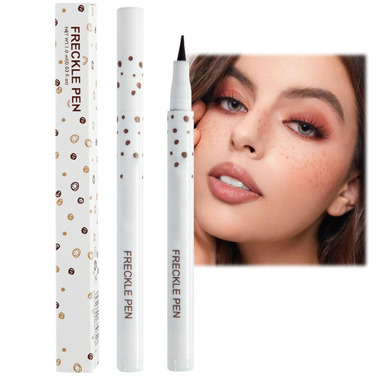 FresFresi Waterproof Freckle Pen for Like-Real Makeup - Fake Freckles & Dots Stamp for Sun-Kissed Look - Long-Lasting Freckle Tattoo Makeup in Coffee Shade
