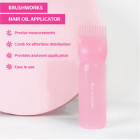 Brushworks Hair Oil Applicator - Easy-Use Comb-Head Hair Serum & Oil Applicator Bottle with Measurement Markings for Even Hair & Scalp Application – Vegan & Cruelty Free