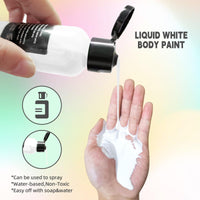 Go Ho Makeup Liquid White Face Body Paint(2.1 oz),White Makeup Water Based Face Paint and Body Paint for Special FX, Cosplay, and Halloween Makeup