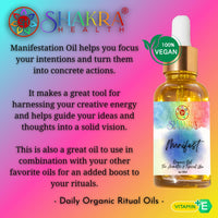 SH SHAKRA HEALTH Yoni Oil, Massage Oil & Daily Ritual Moisturising Oil | Manifesting, Law of Attraction, Meditation, Pagan Spells & Invocations. Manifest Wishes. Vegan, Organic, Natural (Manifest)