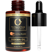 The Organic Forest – VEGAN . PURE . NATURAL 100% Pure Cold Pressed Unrefined Organic Jojoba Oil | Skin Care & Makeup Remover | Moisturizing Body Oil for Dry & Wrinkle Skin | USDA Certified Cleansing Oil, Hair Oil, Lip Oil & Massage Oil |