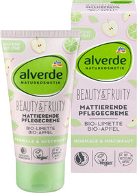Alverde Natural Cosmetics Beauty & Fruity Day Cream - Matte Care Cream with Organic Lime and Organic Apple, 50 ml