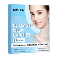 AUSLKA Neck Wrinkle Patches Moisturizing Hydrolyzed Collagen Mask, Neck Chest Lifting Firming Pads for Tightening Skin 5 PCS, Collagen Masks for Looking Down Causes Wrinkles