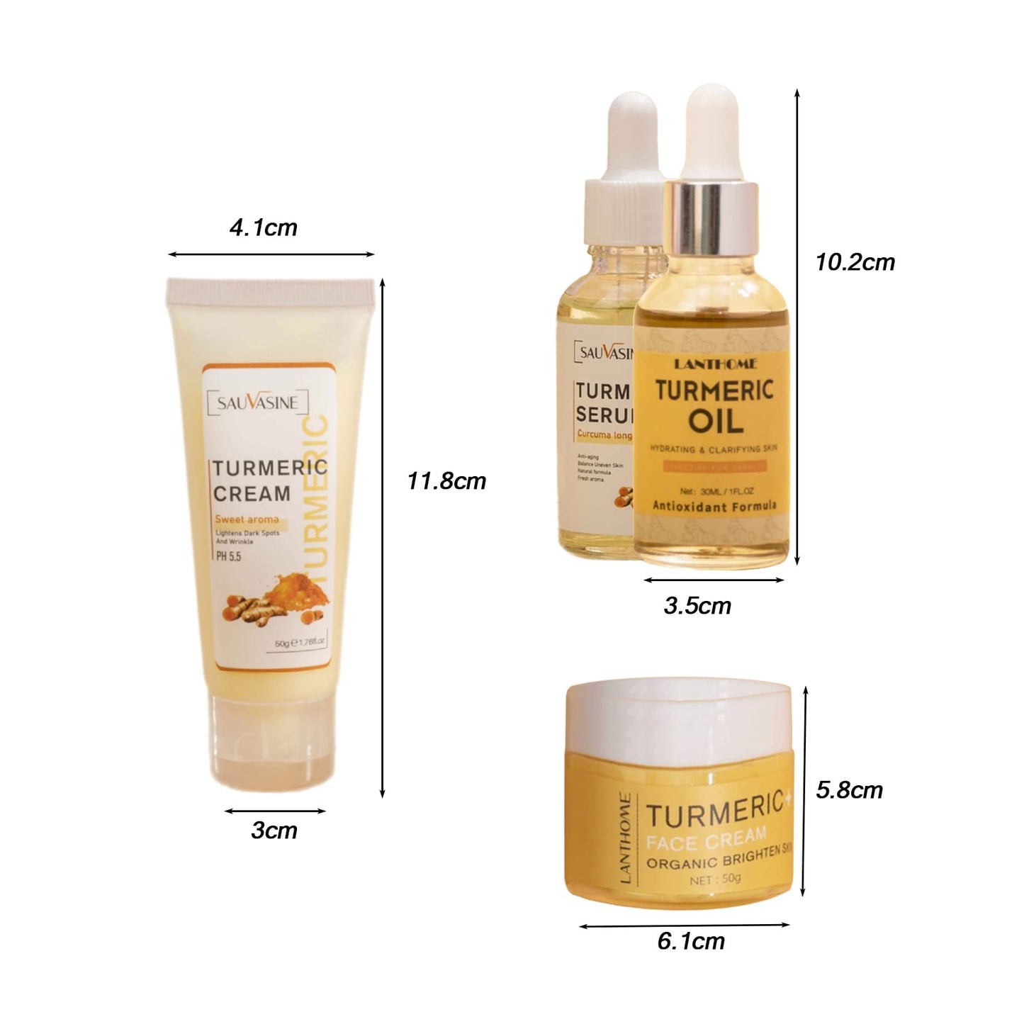 MKNZOME Turmeric Skincare Set, 5Pcs Skin Care Pamper Gifts for Women, Skin Care Sets & Kits Facial Kit with Turmeric Cream, Turmeric Soap, Turmeric Oil, Body and Bath Set