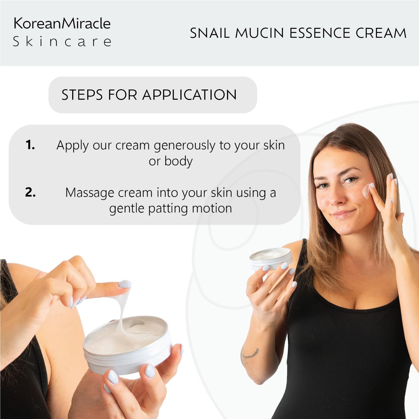 KoreanMiracle Skincare Premium Snail Mucin Essence Cream & Hyaluronic Acid - All In One Advanced Skin Repair, Deep Hydration, Blemish & Fine Line Removal - Snail Secretion Filtrate - Korean Inspired - UK Based Brand