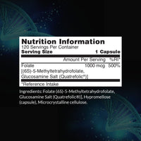 1MG L-5 MTHF by Intelligent Labs, 120 Capsules 4 Months Supply, L-5 Methylfolate Activated Folic Acid Supplement as Quatrefolic Acid, Activated Folate