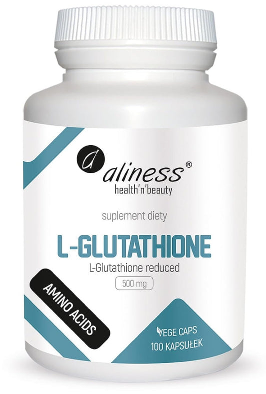 Aliness L-Glutathione 500mg, 100 Capsules, Detox Aid