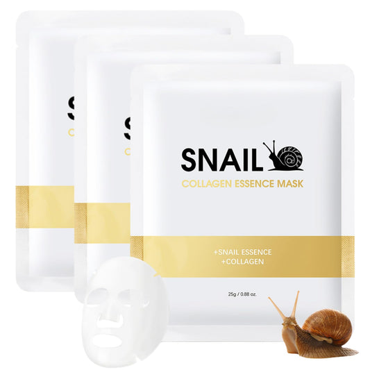 TBeautfave 3PCS Snail Mucin Collagen Face Mask - Glass Skin Face Mask Korean Skincare - Collagen Hydrating Mask Sheet with Hyaluronic Acid for Anti-Aging, Anti-Wrinkle, Deep Moisturizing&Firming