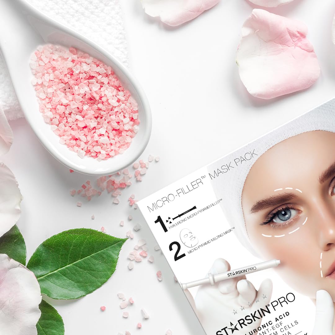 STARSKIN Pro Micro-Filler Sheet Mask - Anti-Aging - Contains Hyaluronic Acid Micro-Pyramids - 1 Filler Syringe and 1 Melting Mask