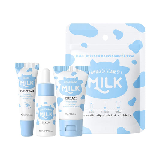 ISBEAUSOLS 3PCS Milk Skincare Set - Milk Facial Kits for Travel