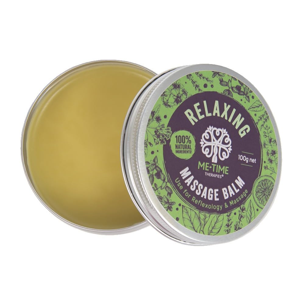 Me-Time Therapies Relaxing Massage Balm with Lavender, Geranium & Bergamot 100g – Professional Aromatherapy Balm for Relaxation & Reflexology – Me Time Therapies. Made in UK