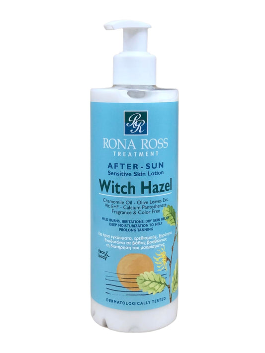 Rona Ross Witch Hazel After-Sun | Sensitive Skin Lotion with Chamomile, Olive Leaves & Vitamins E+F