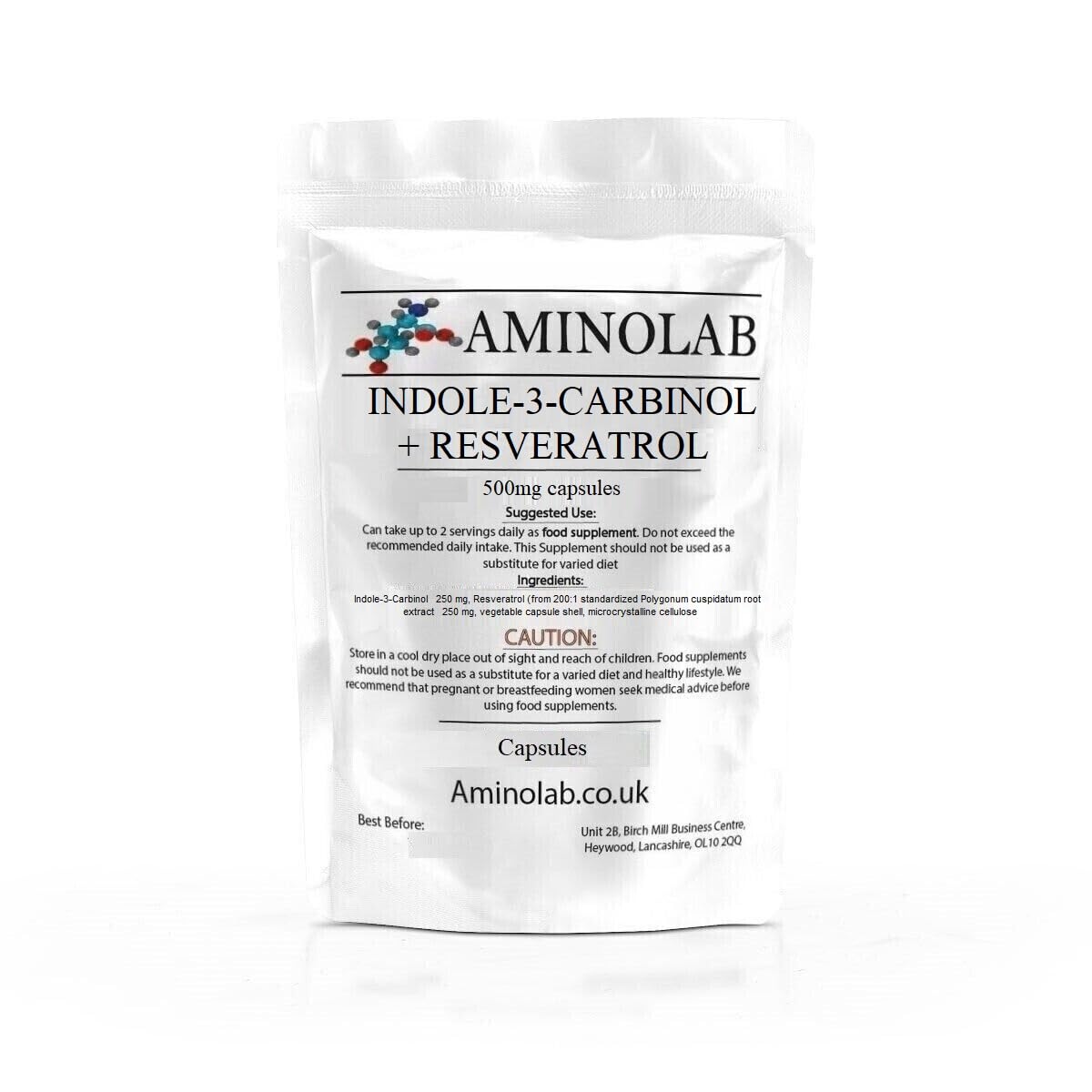 Aminolab - Indole-3-Carbinol + Resveratrol 500mg 30 Capsules