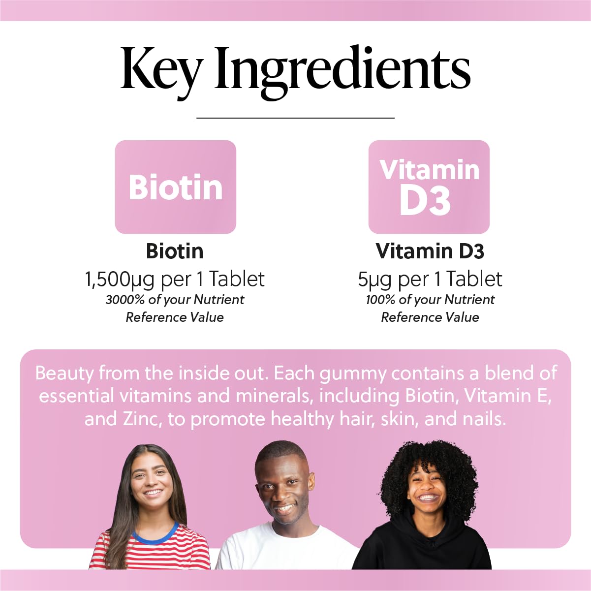 Millions & Millions - Hair, Skin & Nails Multivitamin Gummies • Maintenance of Hair, Skin & Nails • Suitable for Vegetarians • 30 Gummies • 1 Month Supply