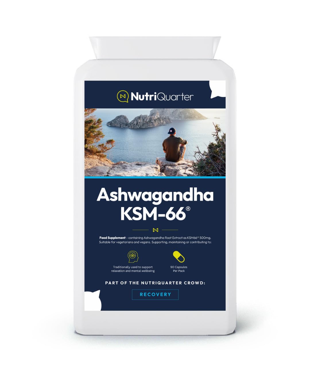 NutriQuarter Ashwagandha KSM-66® 500mg – 90 Vegan Capsules – Full-Spectrum Root Extract