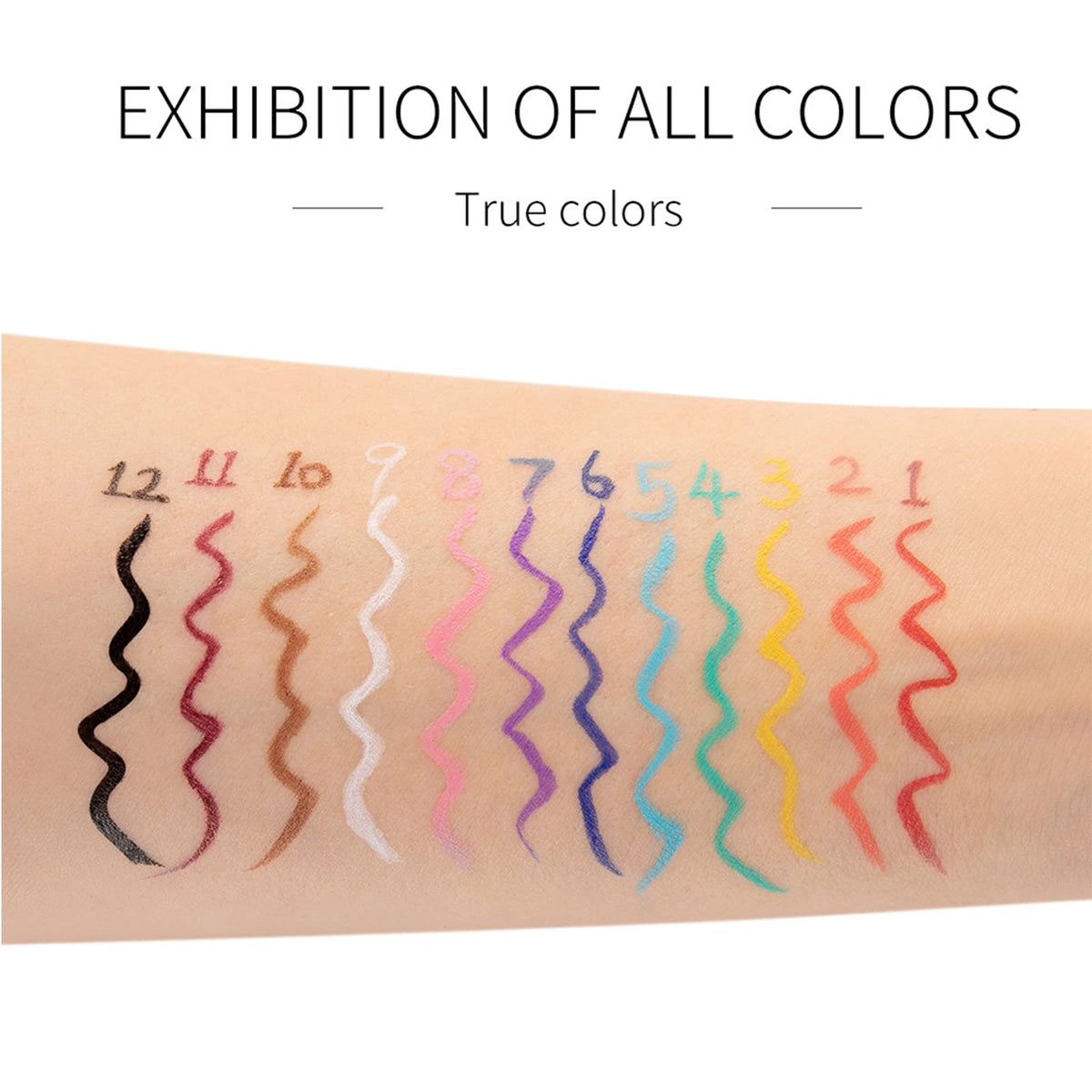 RenhuangFuxi Red Colored Waterproof Liquid Eye Makeup Tools, Eyeliner Highly-Pigmented All Day Long-Lasting Black, White, Red Wine, Blue