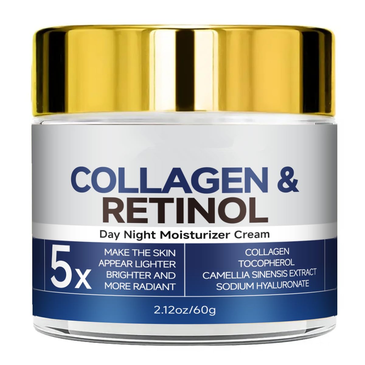Retinol Collagen Cream for Face,Anti-Aging Retinol Cream Anti-Wrinkle Reduce Fine Lines Lifting and Firming Cream 24-Hour Facial Care Suitable For Most Skin Types 60g