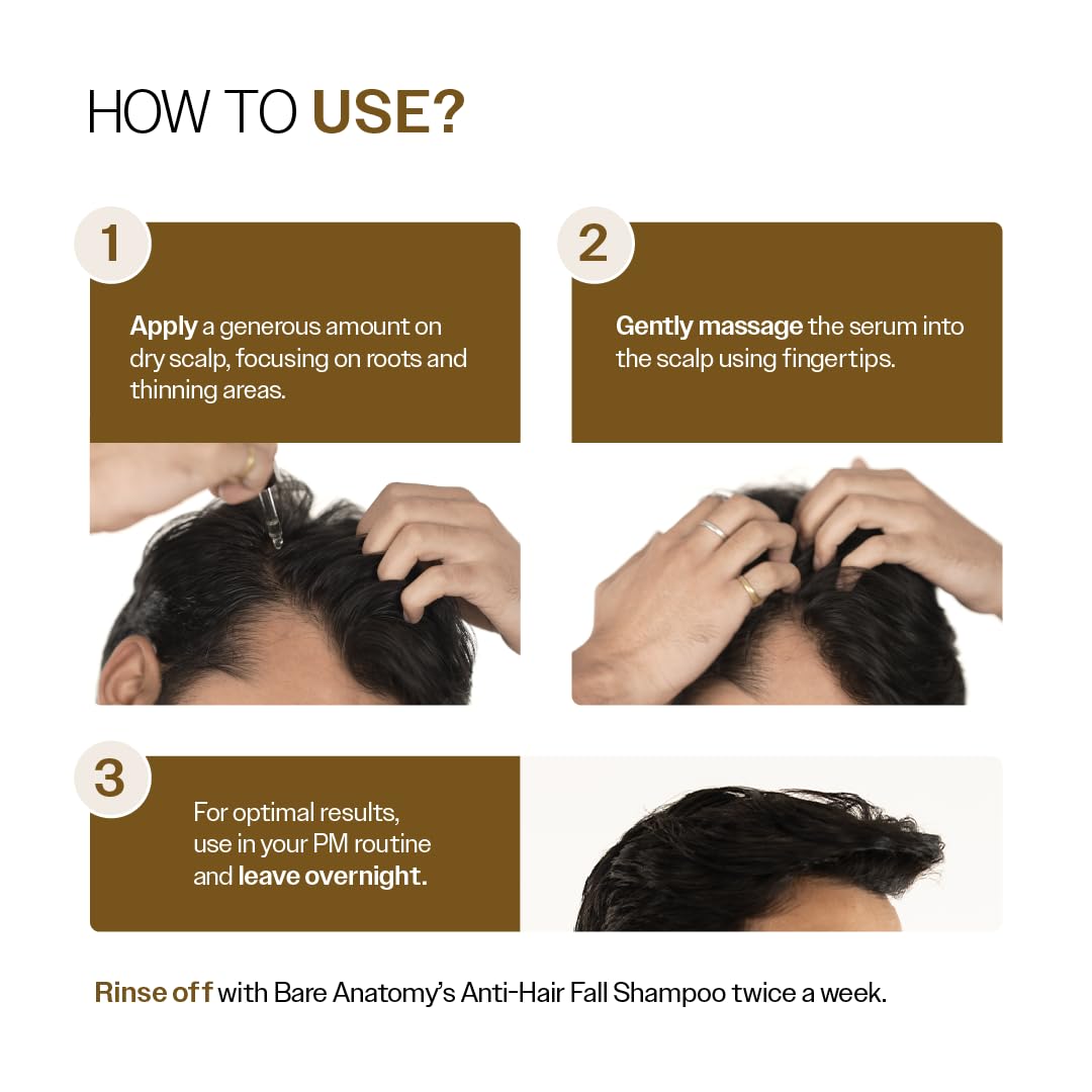 Bare Anatomy Advanced Hair Growth Serum | 3% Redensyl + 4% Anagain + 3% Baicapil + 1% Capilia Longa, Rosemary, Biotin & Rice Extract | Hair growth & Hair fall control serum for Women & Men | Pack of 3