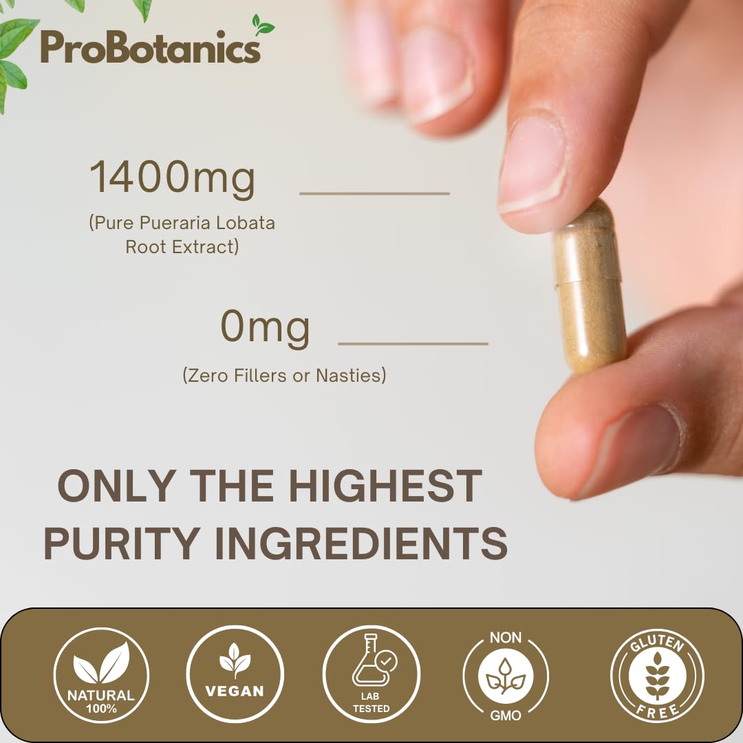 ProBotanics Kudzu Capsules 1400mg (Pueraria Lobata Root) | 40% Isoflavones Content for Enhanced Anti-Inflammatory, Cognitive & Cardiovascular Support | Organic Natural Health Booster | Alcohol Craving Support