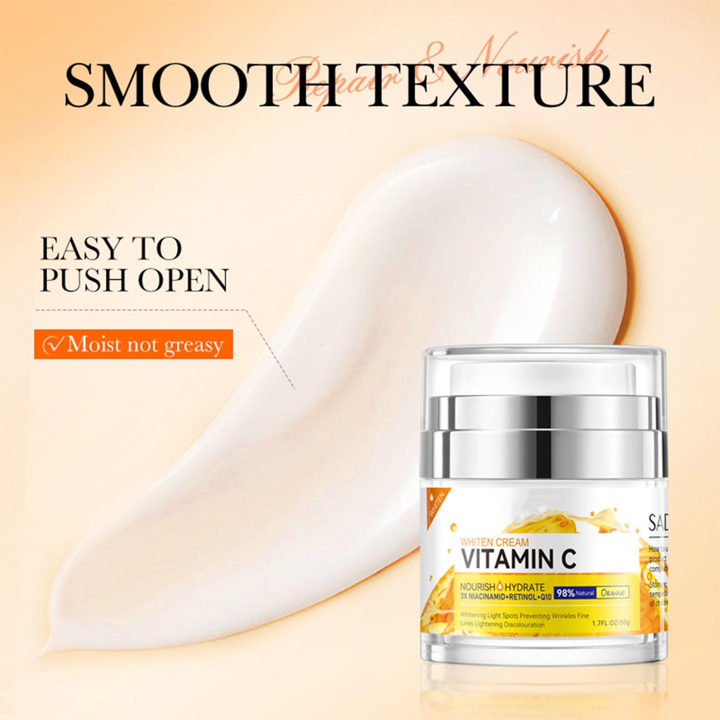 Shefave Brightening Face Cream, Vitamin C Face Cream With Niacinamid & Retinol - Anti Aging Face Cream For Mature Skin, Vitamin C Moisturiser For Face - Day Cream For Women Anti Aging, Brighten, Plump Skin