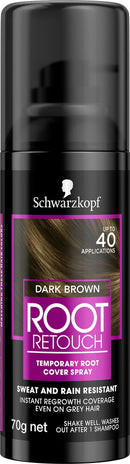 Schwarzkopf Root Retouch, Vegan, Temporary Dye Instant Brunette Hair Root Concealer, Grey Coverage, 40 Applications, 1 Wash, Dark Brown, 120ml,