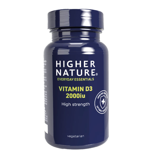 HIGHER NATURE Higher Nature - High Strength - Vitamin D3 2000iu - Immune System Support - Bone & Muscle Support - Vegetarian Friendly - 120 Capsules